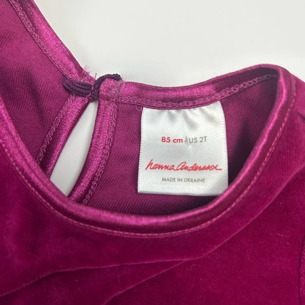 Hanna Andersson Magenta Velvet Dress Toddler 2T